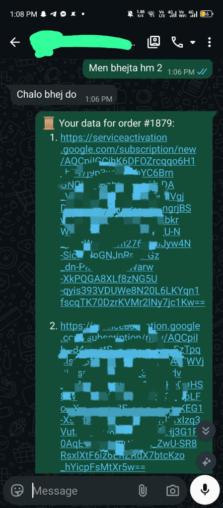 Google Order #1879 Activation Proof