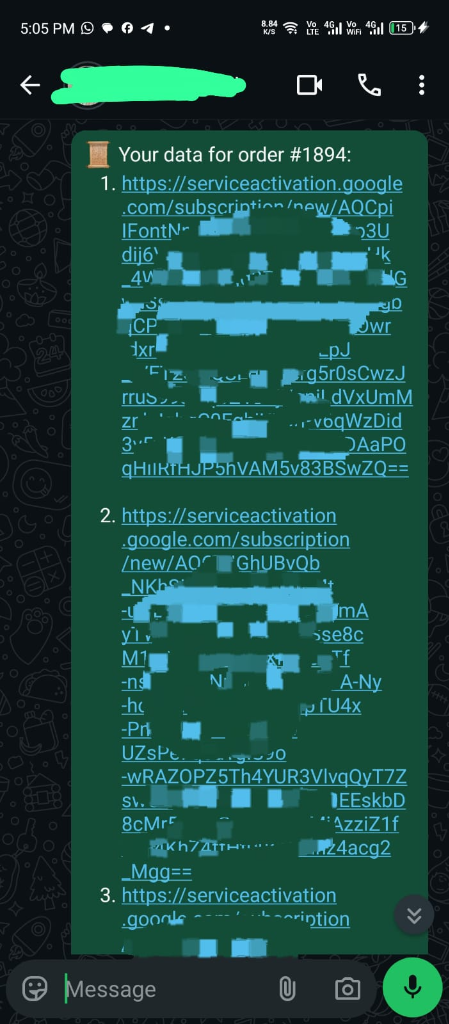 Google Order #1894 Activation Proof